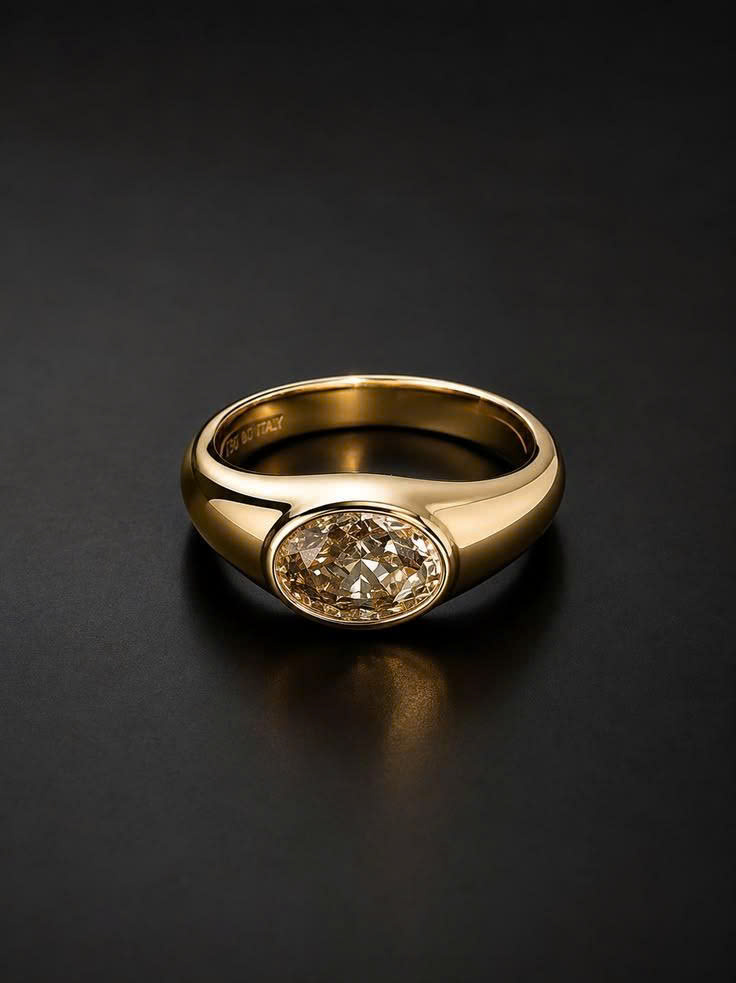 2ct Yellow Oval Signet Ring