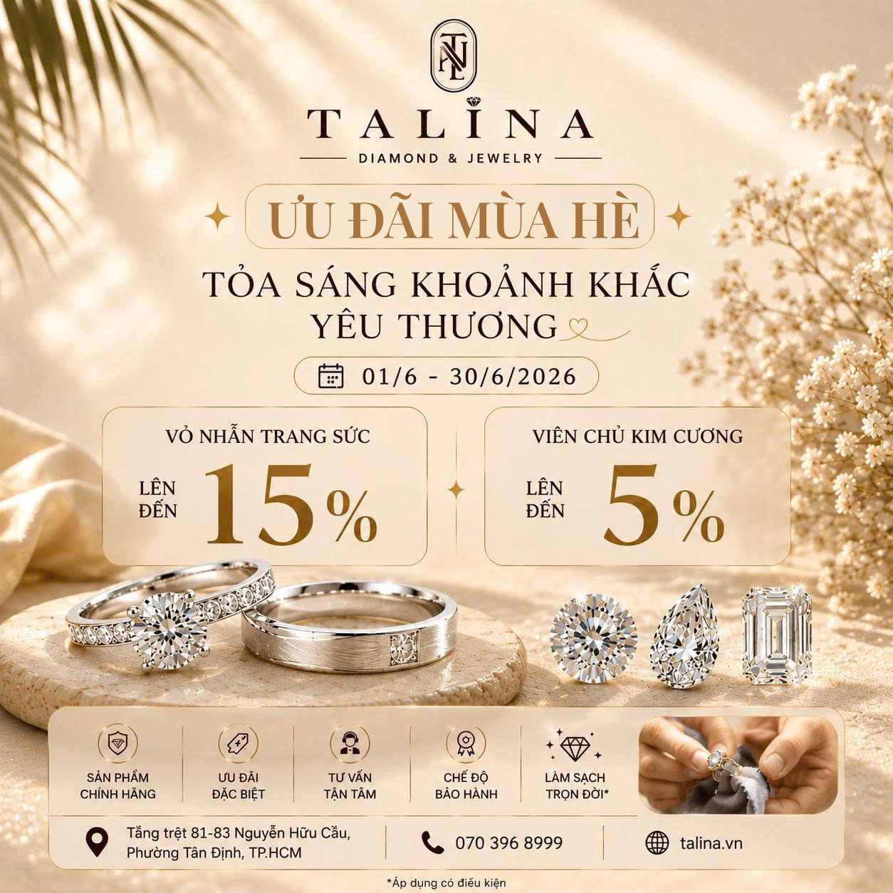 ƯU ĐÃI MÙA HÈ TẠI TALINA – SỞ HỮU THIẾT KẾ NHẪN YÊU THÍCH VỚI ƯU ĐÃI LÊN ĐẾN 15%